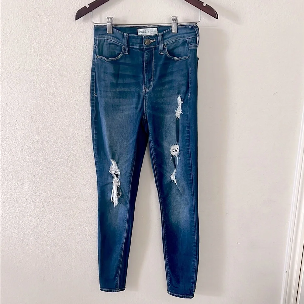Mudd High Rise Jeggings Flex Stretch Denim Jeans Size 7 Skinny Distressed - Picture 1 of 12